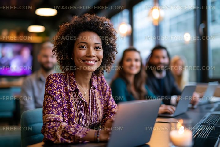 Group of people working together in a modern office space