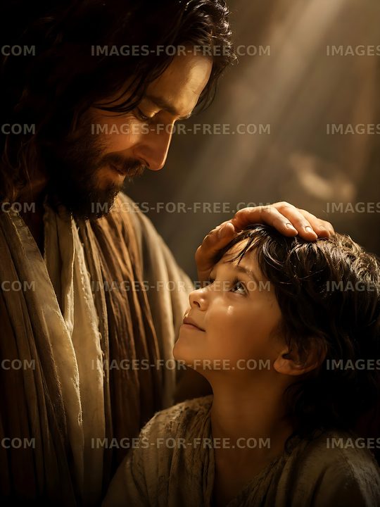 Father and son share a moment in a warm setting