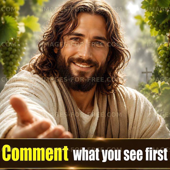 Man with long hair extends hand in a vineyard setting