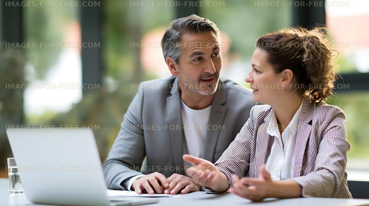 Business meeting between colleagues in modern office
