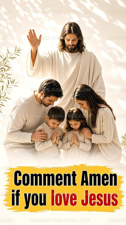 Family praying together in a spiritual moment for Jesus