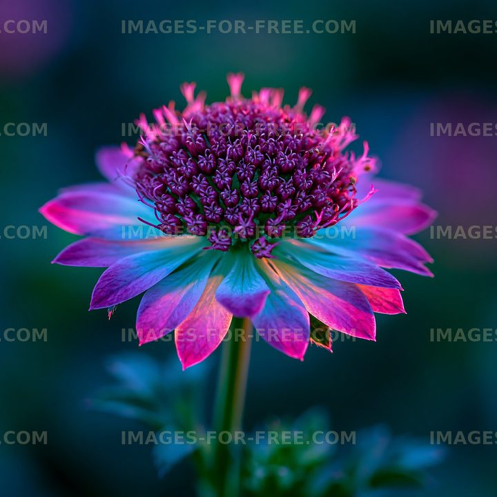 Colorful flower with purple and blue petals in natural light