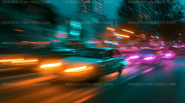 City traffic at night with motion blur effect